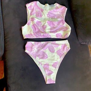 Purple floral swimsuit